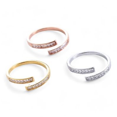 Offener eleganter Ring Gold Rosé oder Silber mit Edelsteinen