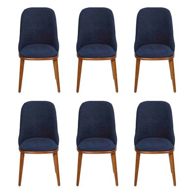 Luxus Esszimmer Blau 6X Stühle Holz Möbel Stühle Stilvoll Design Einrichtung
