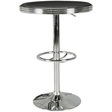 Bartisch Ø 60 cm American Diner Schwarz / Alu Design Bistrotisch Stehtisch rund