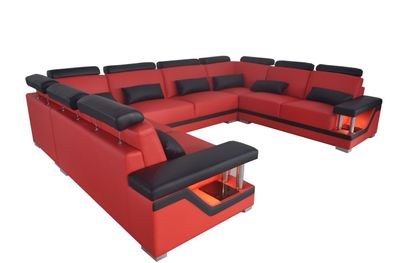 Ledersofa Couch Wohnlandschaft Modern Eck Garnitur Design Modern Sofa U-Form Usb