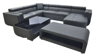 Ledercouch Eckgarnitur Sofa Tisch Ecke Design Sitzgarnitur Ledersofa Couch Usb