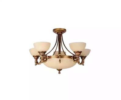 Beige Deckenlampe Kristallhängeleuchte Gold Glaslüster Kristallprunkleuchte