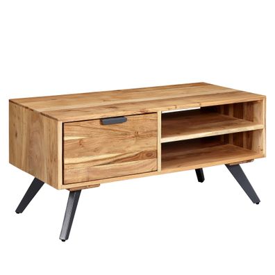 Wohnling Couchtisch 95x45 cm Akazie Wohnzimmertisch Holz Tisch Sofatisch Massiv