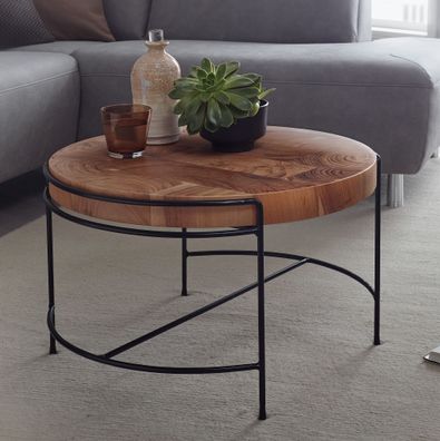 Wohnling Couchtisch 62x40x62 cm Wohnzimmertisch Tisch Massivholz Sofatisch Rund