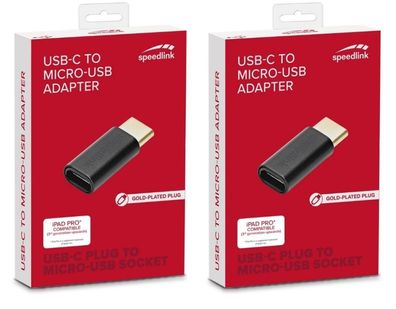 2x Speedlink Adapter microUSB auf USBC 3.1 Typ C MikroUSB Wandler Konverter