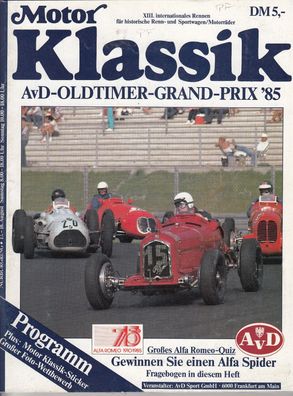 Motor Klassik 8/1985, Alfa Romeo, MG, Pegaso, MV Austa, Goggo, Motorsport