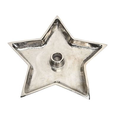 Kerzenhalter Silberstern silber aus Aluminium Kerzenschale sternförmig D24,5cm