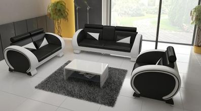Ledersofa Ledergarnitur 3 + 2 + 1 Polstergarnitur Ledercouch Garnitur "Made In Eu"