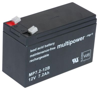 Multipower - MP7.2-12B - 12 Volt 7,2 Ah Pb - 6,3mm Faston