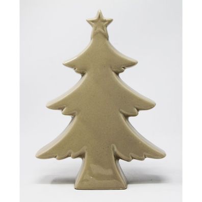 Weihnachtstanne aus Keramik beige grau Dekoweihnachtsbaum H 25cm