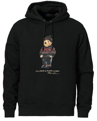 NEU Polo Ralph Lauren Herren Kapuzenpullover Hoodie Bär Logo Pullover schwarz Größe S