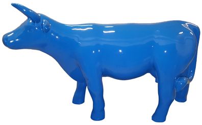 Blaues Rind Deko Statue Figuren Echte Handarbeit Skulptur Abstrakt Dekoration