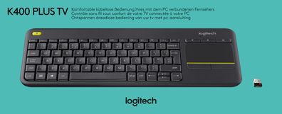 Logitech Tastatur K400, Wireless, Unifying, schwarz