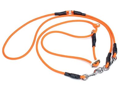 Mystique® Biothane Hunting Profi Umhängeleine 8mm Moxon mit Zugbegrenzung neon orange