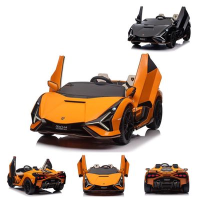 ES-Toys Kinder Elektroauto Lamborghini Sian Zweisitzer Stoßdämpfer 4 Motoren MP3