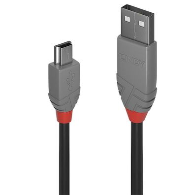 Lindy 36724 Lindy USB 2.0 Kabel Typ A/Mini-B Anthra Line M/M 3m