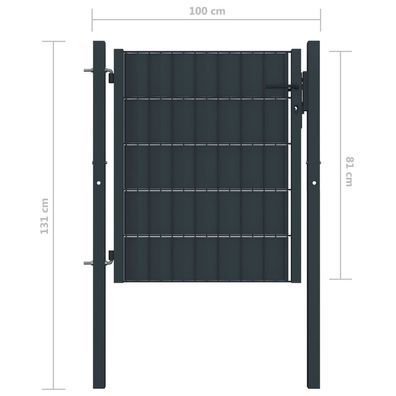 Zauntor PVC und Stahl 100x81 cm Anthrazit