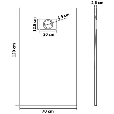 Duschwanne SMC Schwarz 120×70 cm