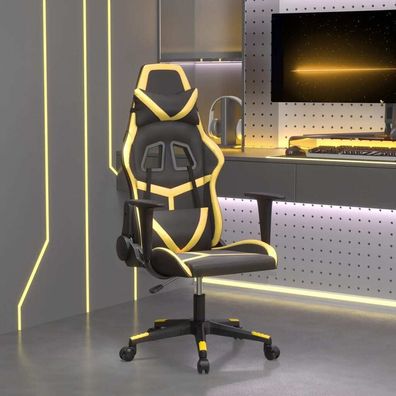 Gaming-Stuhl mit Massagefunktion Schwarz &amp; Golden Kunstleder