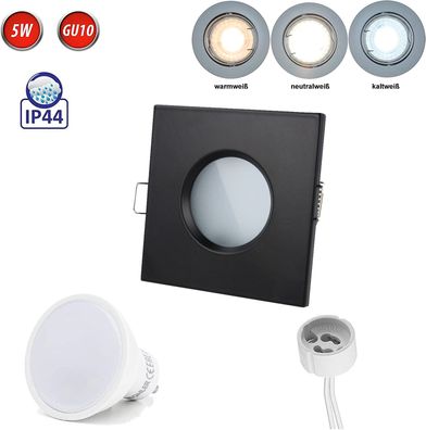 Feuchtraum IP65 Einbaustrahler GU10 Einbaurahmen Downlight Wasserdicht Ø73mm Bohrl