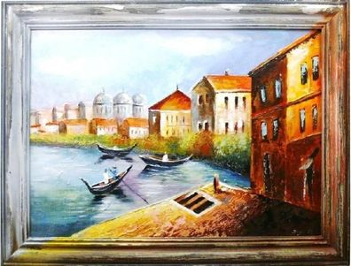 Ölbild Bild Gemälde Ölgemälde Venedig Handarbeit Rahmen Ölbilder Rahmen G00161