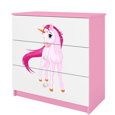 Kommode mit Schubladen Einhorn in der Farbe Rosa Babydreams