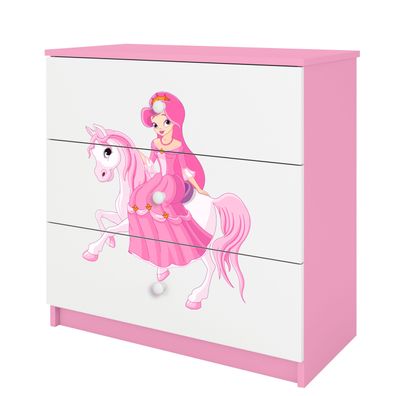 Kommode mit Schubladen Prinzessin zu Pferd in der Farbe Rosa Babydreams