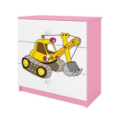 Kommode mit Schubladen Excavator in der Farbe Rosa Babydreams