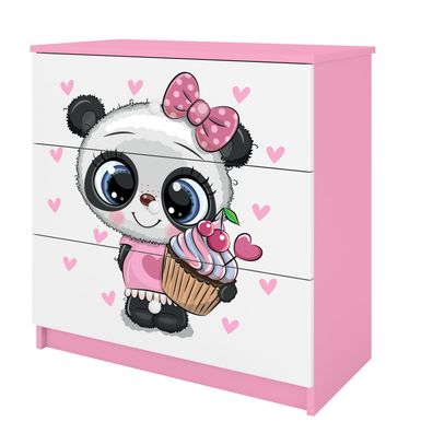 Kommode mit Schubladen Panda in der Farbe Rosa Babydreams