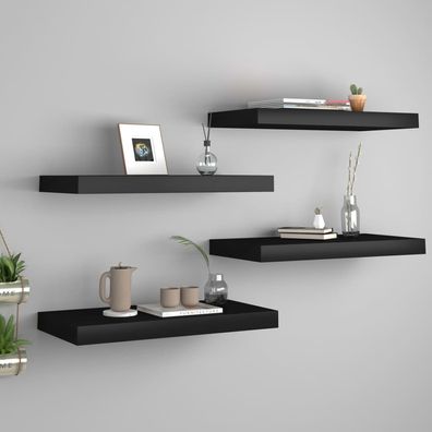 Schweberegale 4 Stk. Schwarz 50x23x3,8 cm MDF