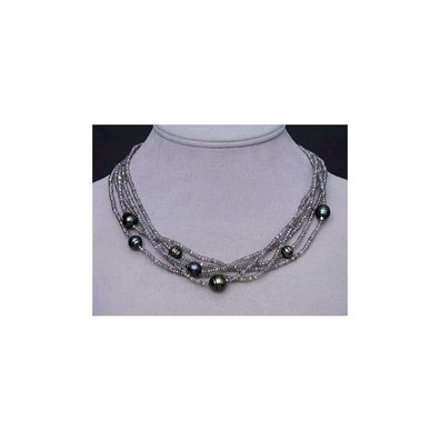 Luna-Pearls - HKS171 - Collier - Tahitiperlen 10mm - Labradorit - 45cm