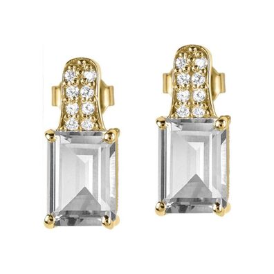 Jacques Lemans - Ohrstecker Sterlingsilber vergoldet mit White Topaz - SE-O114F