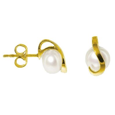 Luna-Pearls - O156 - Ohrstecker - 585 Gelbgold - Süßwasserperlen-ZP 7-7,5mm