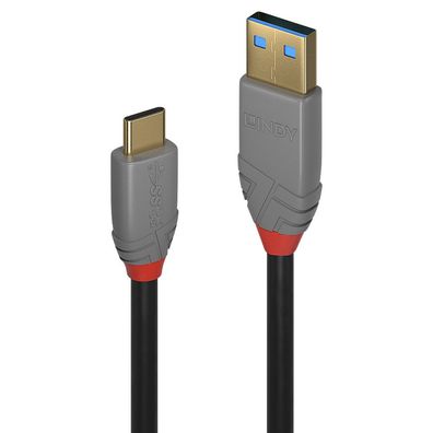 Lindy 36911 Lindy USB 3.1 Kabel Typ A/C 5A PD Anthra Line M/M 1m