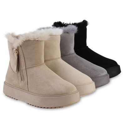 VAN HILL Damen Warm Gefütterte Winter Boots Stiefeletten Bequeme Schuhe 841460