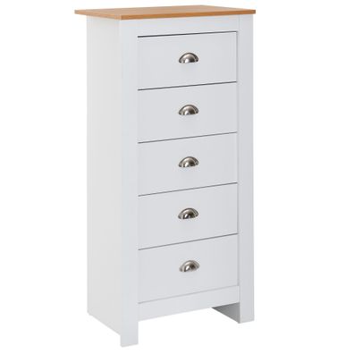 Wohnling Sideboard Weiß / Eiche 53x114x39 cm Kommode Anrichte Schubladenkommode