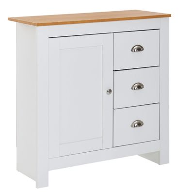 Wohnling Sideboard Weiß / Eiche 79x81x35 cm Kommode Anrichte Schubladenkommode