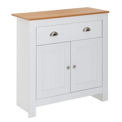 Wohnling Sideboard Weiß / Eiche 79x81x34,5 cm Kommode Anrichte Schubladenkommode