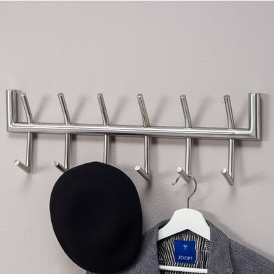 Wohnling Wandgarderobe Metall 60 cm Garderobe Silber Flur Hakenleiste Paneel