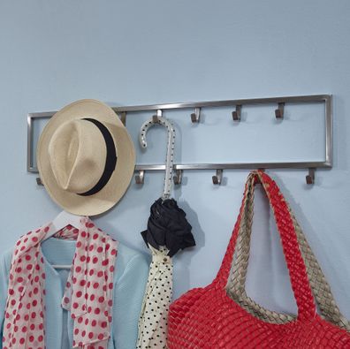 Wohnling Wandgarderobe Garderobe Metall 80 cm Silber Flur Hakenleiste Paneel