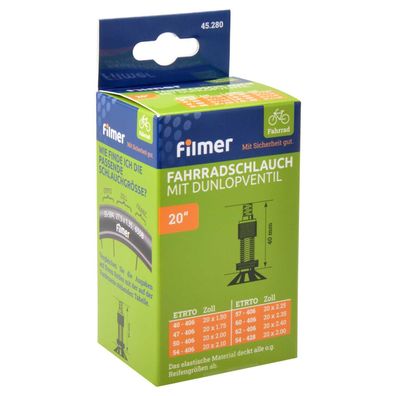 Filmer 45.280 Fahrradschlauch 20x1,75/2,125 Dunlop