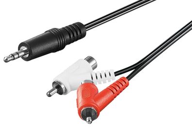 Goobay Audio Adapterkabel, 3,5 mm Stecker zu Cinch Stecker/Buchse, 1.5 m, Schwarz