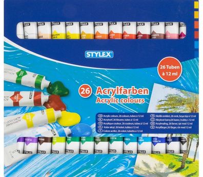 Stylex 28627 Acrylfarben 26 Tuben 12 ml