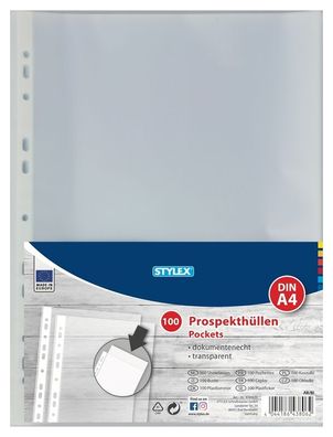 Stylex Prospekthüllen, DIN A4, 100 Stück