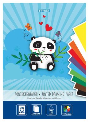 Stylex 46723 Tonzeichenpapier, DIN A4, 20 Blatt, 110 g/m² - 10 Farben