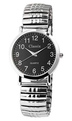 Classix 2700007-002 Herrenuhr mit Metallzugband, silber-schwarz