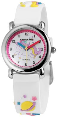 Kinderuhr "Einhorn" Silikonband weiß Mädchen Einhorn Aufdruck Analog