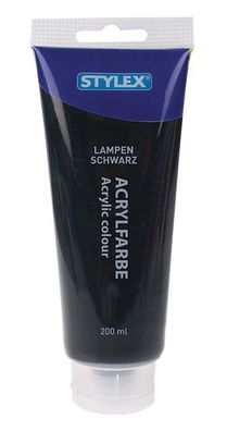 Stylex 28521 Acrylfarbe 200 ml Tube Lampenschwarz matt