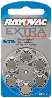 Rayovac Extra Advanced PR44 / 675 - Zink-Luft Hörgeräte-Knopfzelle, 1,4 V