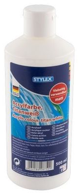 Stylex 28750 Acrylfarbe 500 ml Flasche titanweiß matt